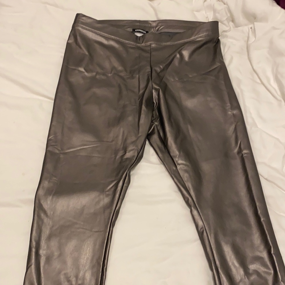 Gunmetal faux/vegan leather (pleather) leggings